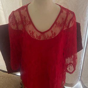 Beautiful New York and Company Red Lace Blouse